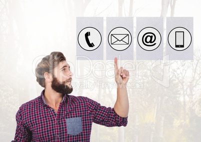 Digital composite image of a man with application icons