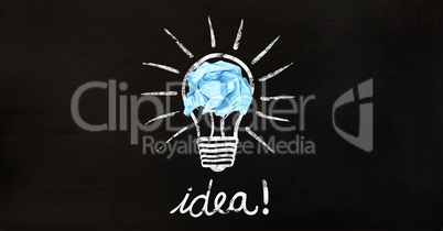 Conceptual image of bulb with crumpled paper and text idea