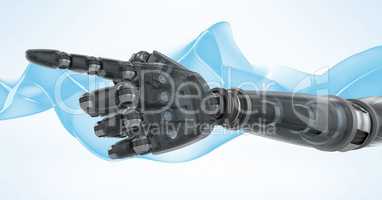 Robot hand with blue and white background