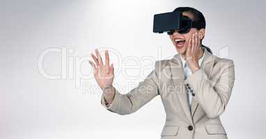 Woman using virtual reality headset