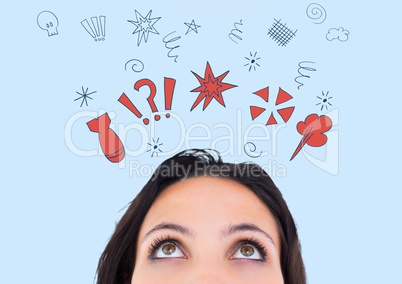 Woman looking at graphics sign