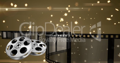 Film reel with stars in background