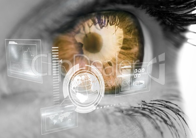 Digital interface against human eye in background