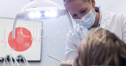 Female dentist checking patient teeth