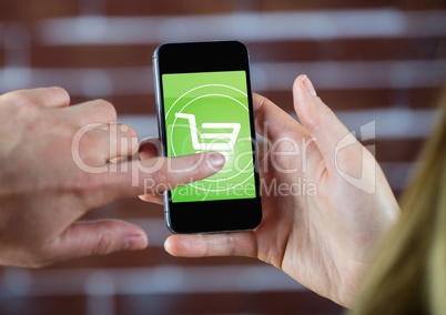Hands doing online shopping on mobile phone