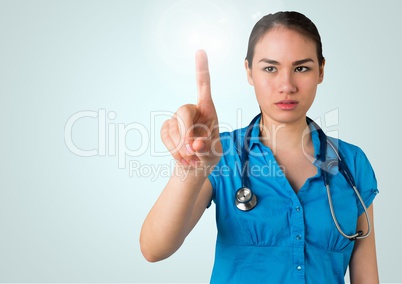 Doctor pretending to touch an invisible screen