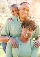 Beautiful Happy African American Family Portrait Outdoors