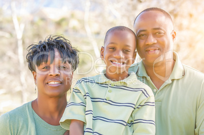 Beautiful Happy African American Family Portrait Outdoors