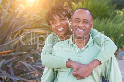 Attractive Happy African American Couple Portrait Outside