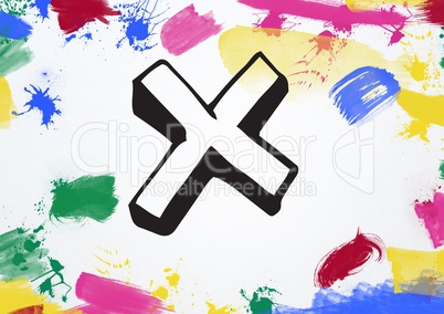 Cross with multi colored paint stroke