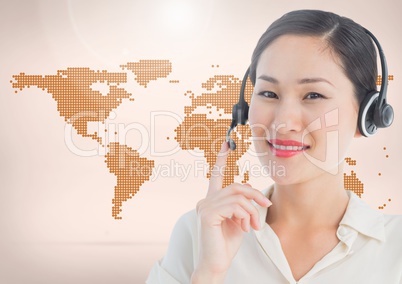 Customer Service woman map world