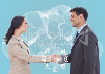 Businessman shaking hands with businesswoman