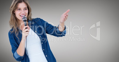 Beautiful woman singing and gesturing