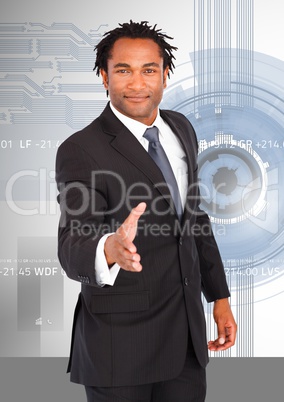 Portrait of a businessman offering hand for handshake