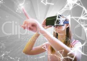 Woman using virtual reality headset