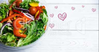 Bowl of salad with fresh chopped vegetables