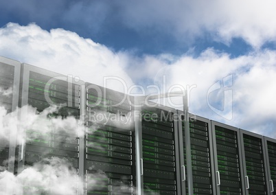 Database server systems against sky in background
