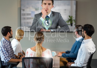 Businessman having a video call with colleagues