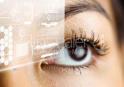 Womans eye with interface screen