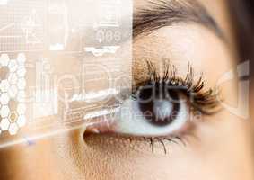 Womans eye with interface screen