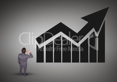 DIgital composite image of a businessman with graph chart