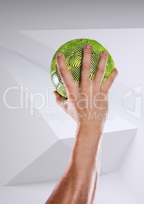 Athlete hand holding handball