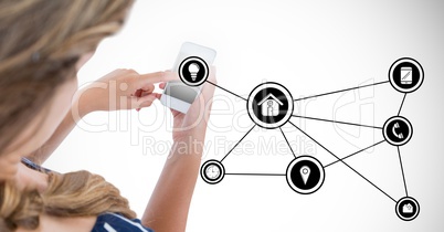 Mid section of woman using smart phone