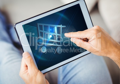 Man doing online shopping on digital tablet