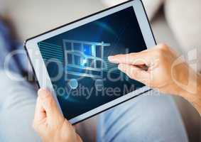 Man doing online shopping on digital tablet
