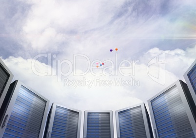 Digital composite image of server towers