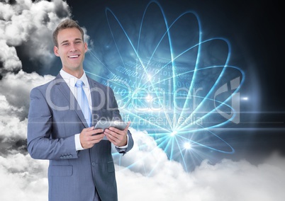 Businessman holding digital tablet