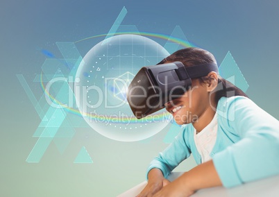 Girl using virtual reality headset