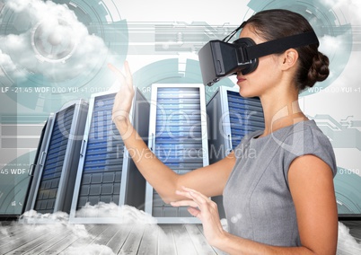 Woman using virtual reality headset