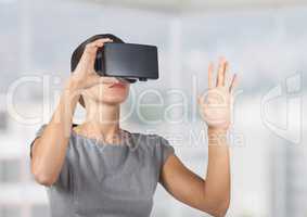 Executive using virtual reality headset