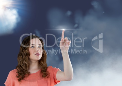 Woman touching a flare against sky in background