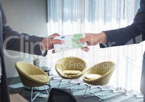 Corrupt businessmen hands giving & receiving money
