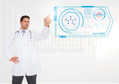 Doctor pretending to touch an invisible screen