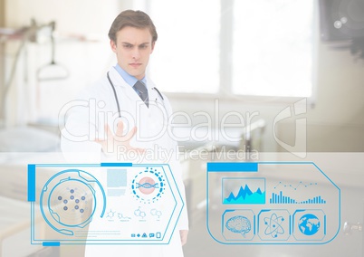 Doctor pretending to touch an invisible screen