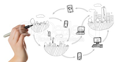 Hand drawing business icons on white background
