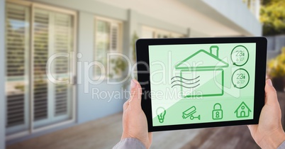 Conceptual image of hand using digital tablet