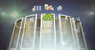 Servers with cloud computing concept