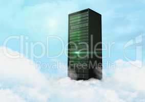 Database server system against sky in background