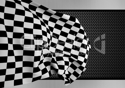 Checker flag against digitally generated background