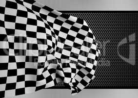 Checker flag against digitally generated background