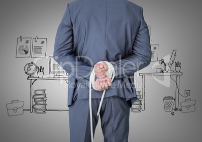 Digital composite of tied up businessman