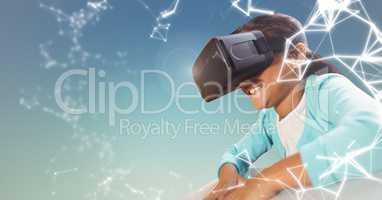 Girl using virtual reality headset