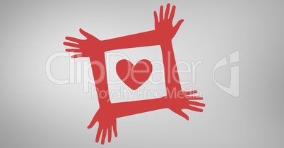 Conceptual image of charity against grey background