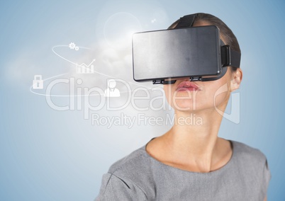 Woman using virtual reality headset