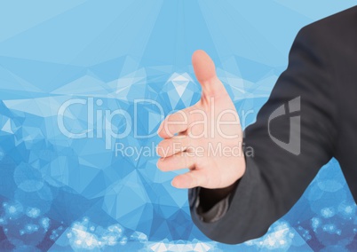 Businessman offering handshake against abstract background