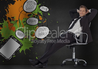 Portrait of smiling businessman relaxing on chair